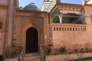 Mosque in a back alley in central Kasghar closed and with removed minarets Photo by MJ De Maeseneer rights free